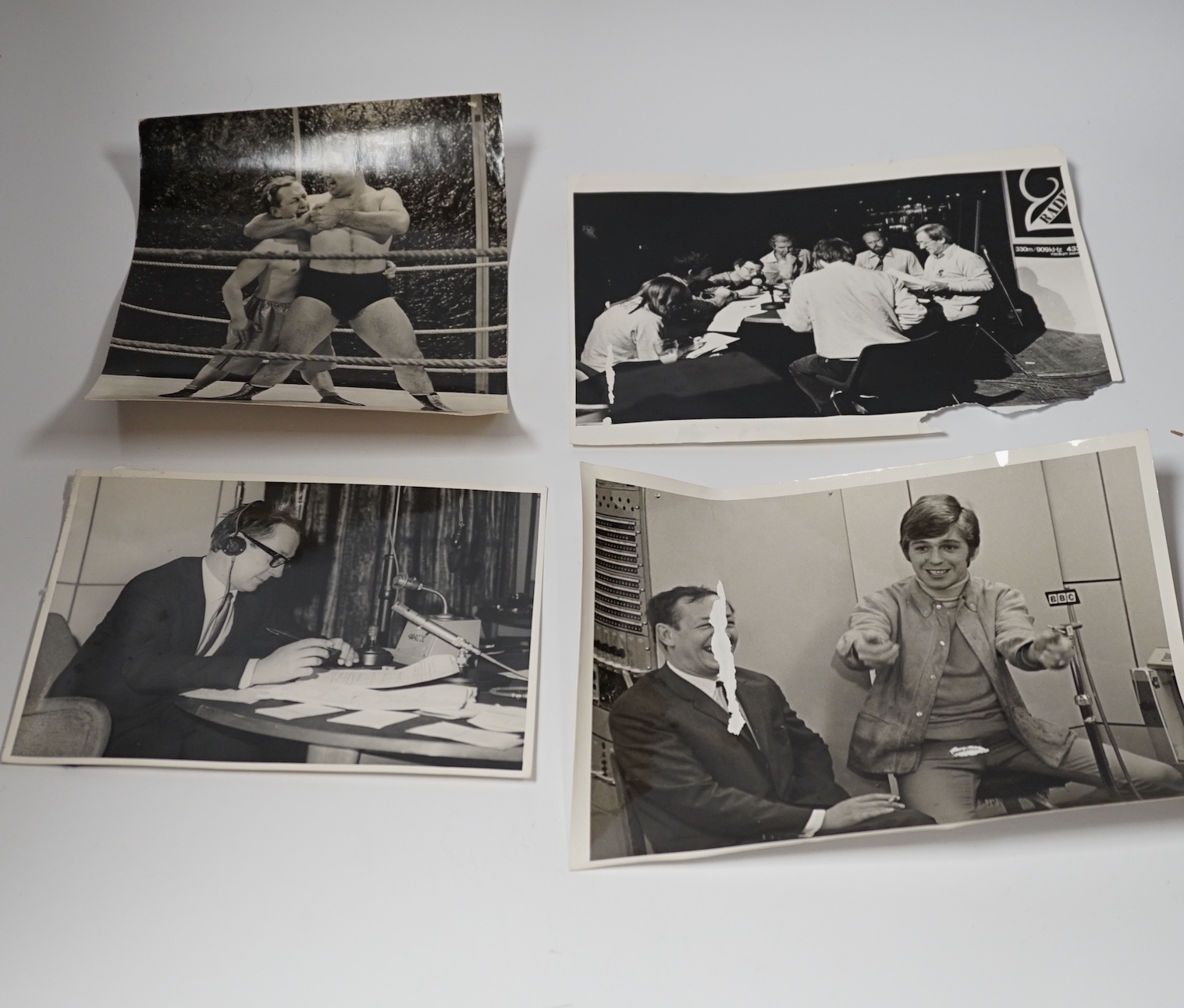 An archive of fifteen original black and white BBC publicity photographs from the collection of DJ Brian Matthew, showing Matthew with stars including; Petula Clark, Gary Marsden, George Harrison, Dusty Springfield, Moha